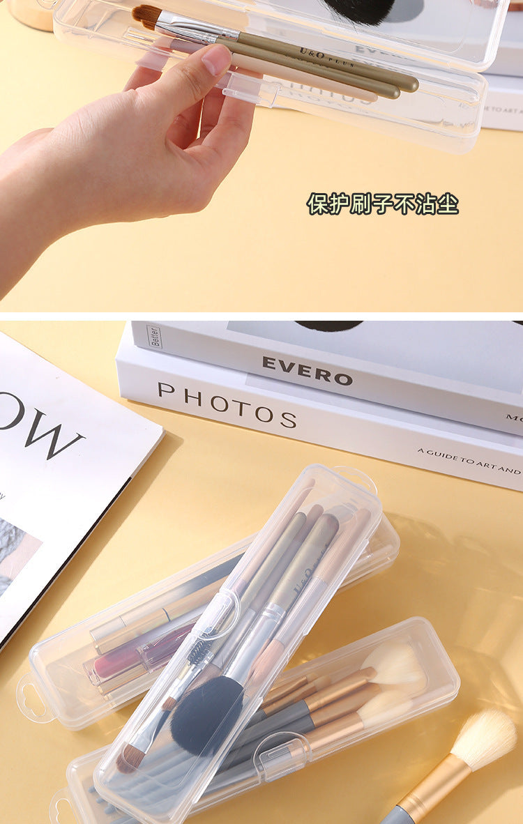 Makeup Brush Storage Box, Portable Dust-Proof Pencil Case with Lid, Eye Shadow Brush, Eyebrow Pencil Organizer Box, Travel Toothbrush Box