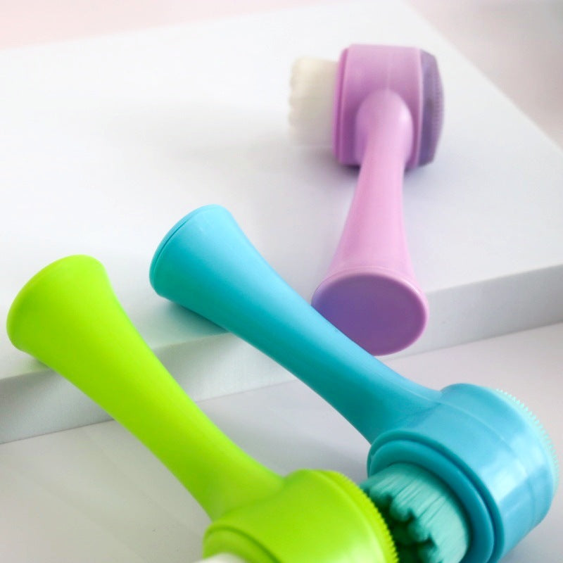 3D Silicone Double-sided Cleansing Brush Silicone Face Washing Brush Soft Hair Cleansing Brush Cleaning Pore Face Washing Instrument Massage Artifact