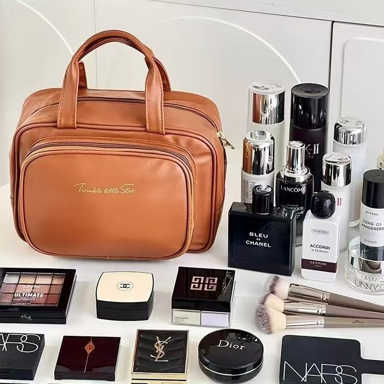Fashionable and Simple 2025 New Style Makeup Bag, Large Capacity, Divided and Layered Toiletry Bag, Portable Travel Makeup Storage Bag