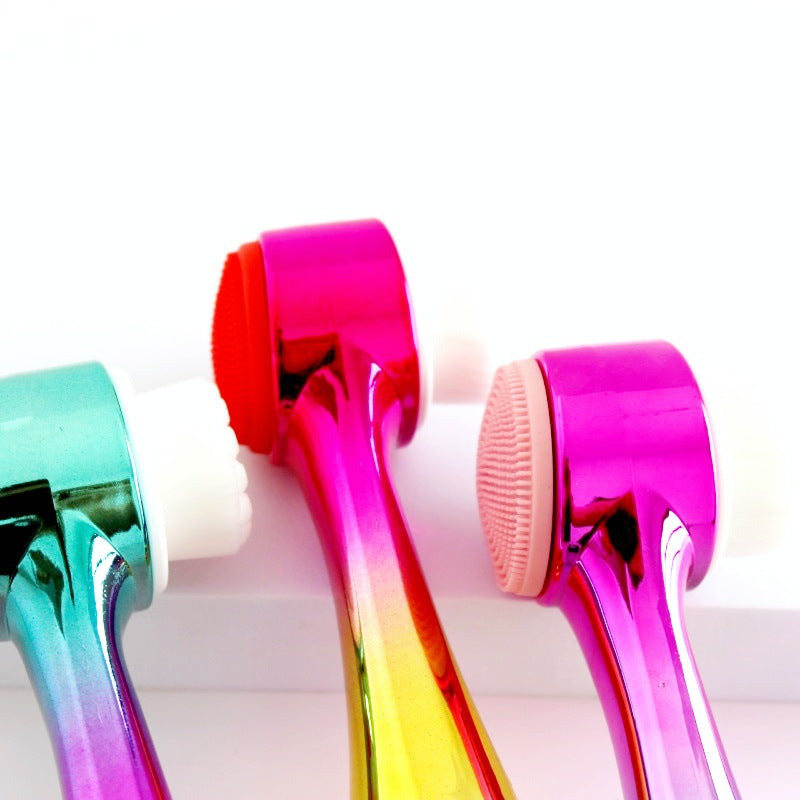 3D Silicone Double-sided Cleansing Brush Silicone Face Washing Brush Soft Hair Cleansing Brush Cleaning Pore Face Washing Instrument Massage Artifact