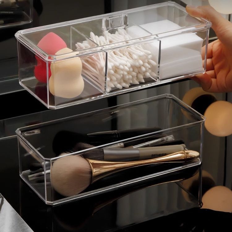 Makeup Cotton Storage Box Beauty Egg Cotton Swab Powder Puff Makeup Remover Cotton Desktop Storage with Lid Bar Storage Transparent Organization
