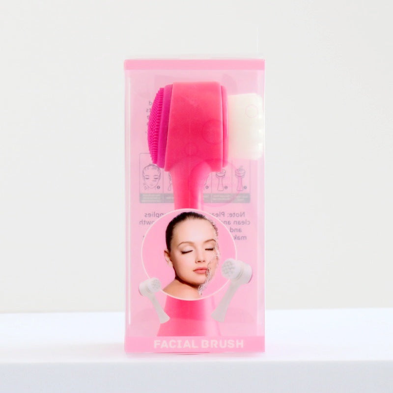 3D Silicone Double-sided Cleansing Brush Silicone Face Washing Brush Soft Hair Cleansing Brush Cleaning Pore Face Washing Instrument Massage Artifact
