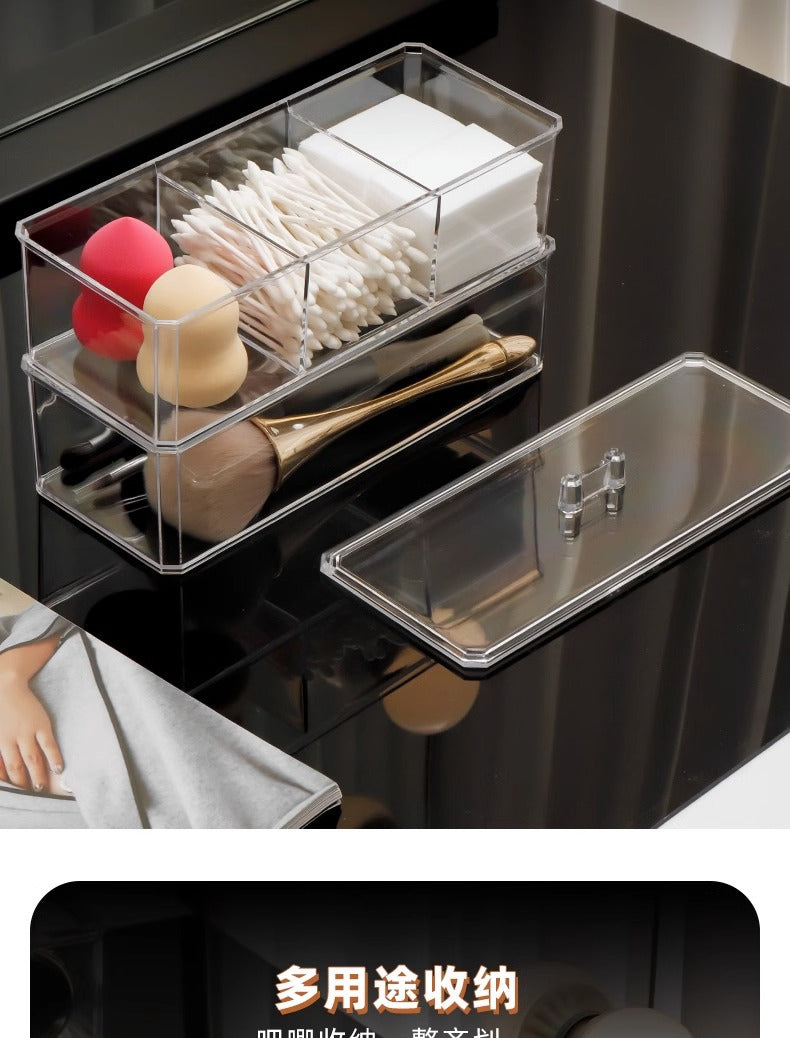 Makeup Cotton Storage Box Beauty Egg Cotton Swab Powder Puff Makeup Remover Cotton Desktop Storage with Lid Bar Storage Transparent Organization