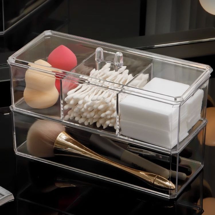 Makeup Cotton Storage Box Beauty Egg Cotton Swab Powder Puff Makeup Remover Cotton Desktop Storage with Lid Bar Storage Transparent Organization