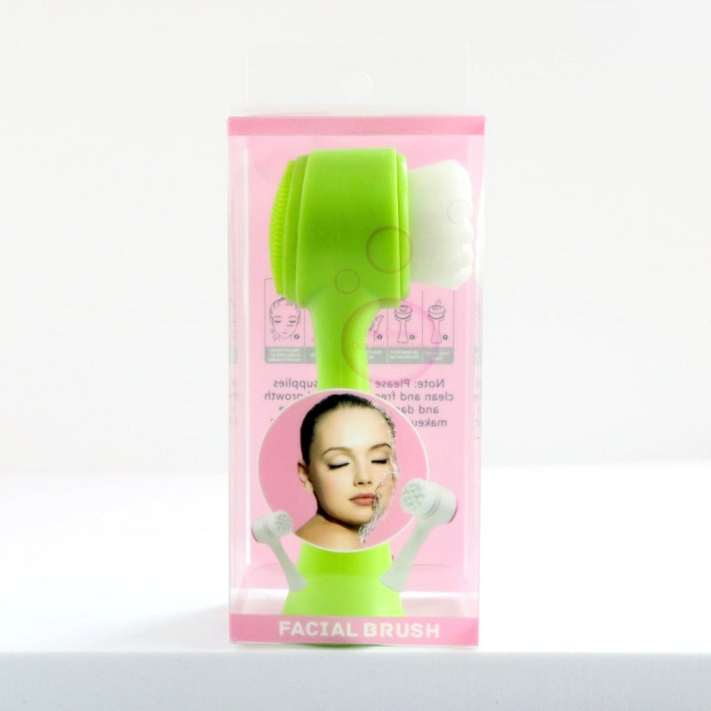 3D Silicone Double-sided Cleansing Brush Silicone Face Washing Brush Soft Hair Cleansing Brush Cleaning Pore Face Washing Instrument Massage Artifact