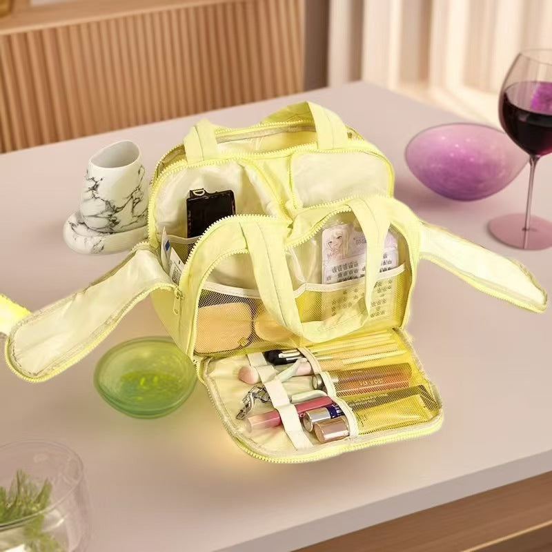 Fashionable and Simple 2025 New Style Makeup Bag, Large Capacity, Divided and Layered Toiletry Bag, Portable Travel Makeup Storage Bag