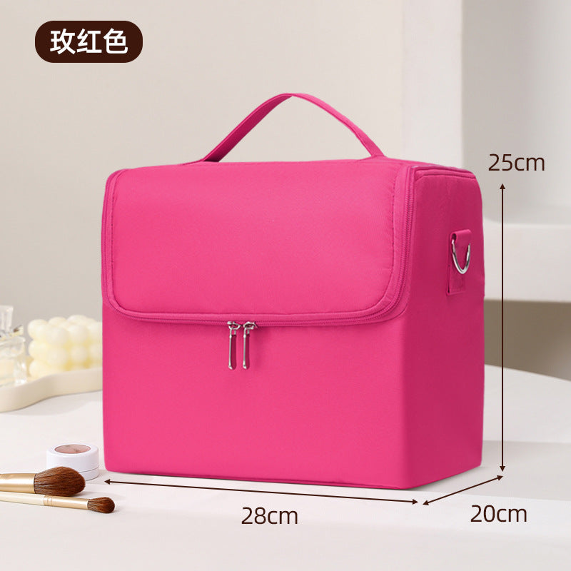 New Storage Bag Plaid Large Capacity High-Level Makeup Brush Set Makeup Makeup Artist Portable Cosmetic Bag