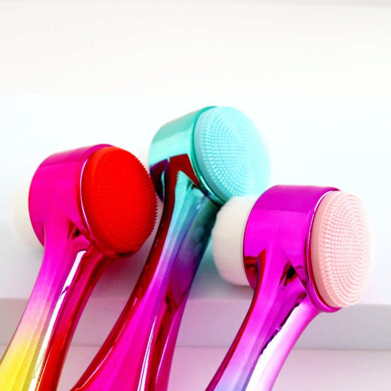 3D Silicone Double-sided Cleansing Brush Silicone Face Washing Brush Soft Hair Cleansing Brush Cleaning Pore Face Washing Instrument Massage Artifact