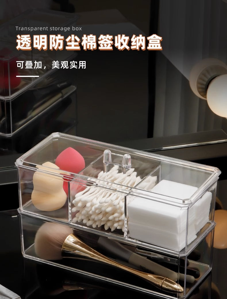Makeup Cotton Storage Box Beauty Egg Cotton Swab Powder Puff Makeup Remover Cotton Desktop Storage with Lid Bar Storage Transparent Organization