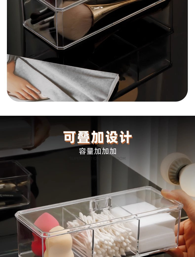 Makeup Cotton Storage Box Beauty Egg Cotton Swab Powder Puff Makeup Remover Cotton Desktop Storage with Lid Bar Storage Transparent Organization