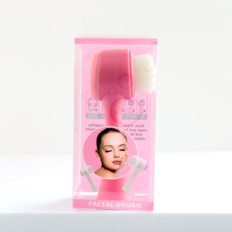 3D Silicone Double-sided Cleansing Brush Silicone Face Washing Brush Soft Hair Cleansing Brush Cleaning Pore Face Washing Instrument Massage Artifact