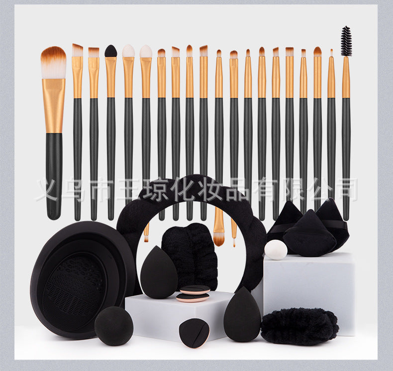 Cross-border explosions makeup brush suit 33-piece set beauty egg powder puff super soft eye shadow brush foundation brush beauty wholesale