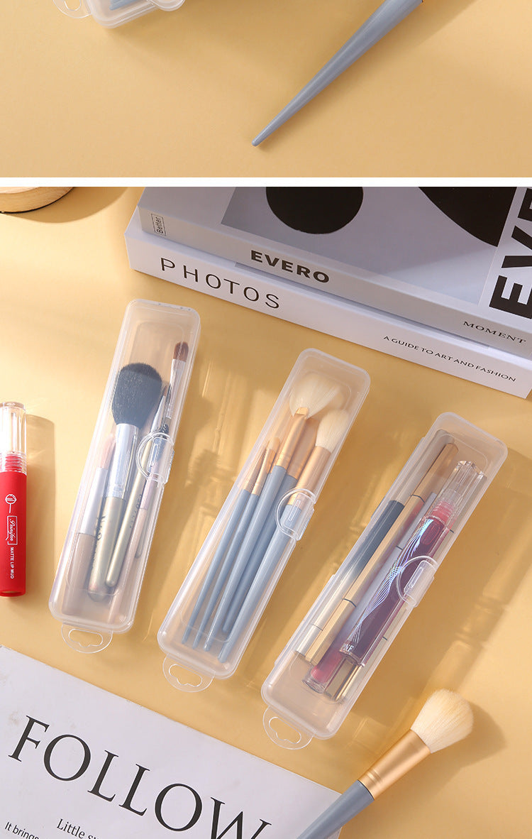 Makeup Brush Storage Box, Portable Dust-Proof Pencil Case with Lid, Eye Shadow Brush, Eyebrow Pencil Organizer Box, Travel Toothbrush Box