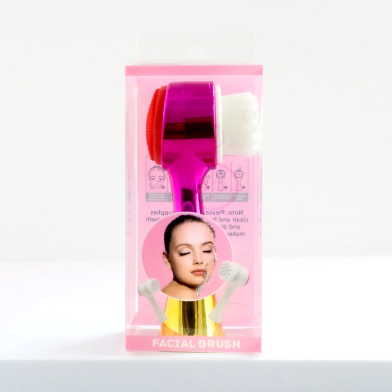 3D Silicone Double-sided Cleansing Brush Silicone Face Washing Brush Soft Hair Cleansing Brush Cleaning Pore Face Washing Instrument Massage Artifact