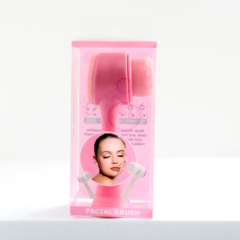 3D Silicone Double-sided Cleansing Brush Silicone Face Washing Brush Soft Hair Cleansing Brush Cleaning Pore Face Washing Instrument Massage Artifact