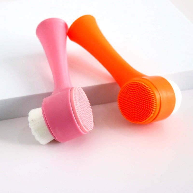 3D Silicone Double-sided Cleansing Brush Silicone Face Washing Brush Soft Hair Cleansing Brush Cleaning Pore Face Washing Instrument Massage Artifact