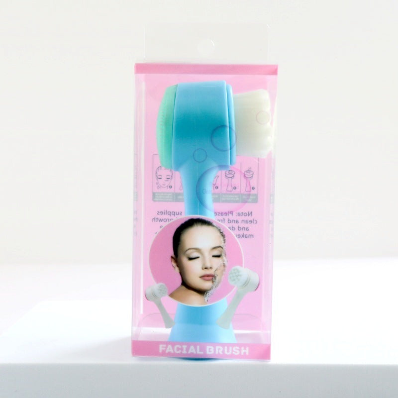 3D Silicone Double-sided Cleansing Brush Silicone Face Washing Brush Soft Hair Cleansing Brush Cleaning Pore Face Washing Instrument Massage Artifact