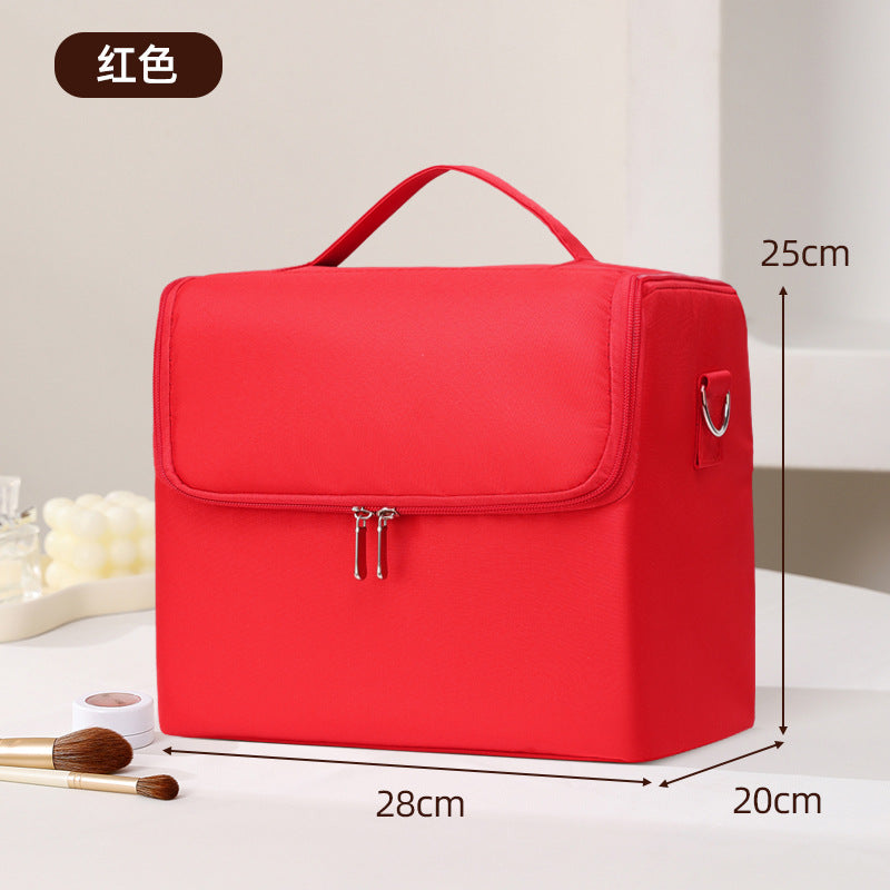 New Storage Bag Plaid Large Capacity High-Level Makeup Brush Set Makeup Makeup Artist Portable Cosmetic Bag