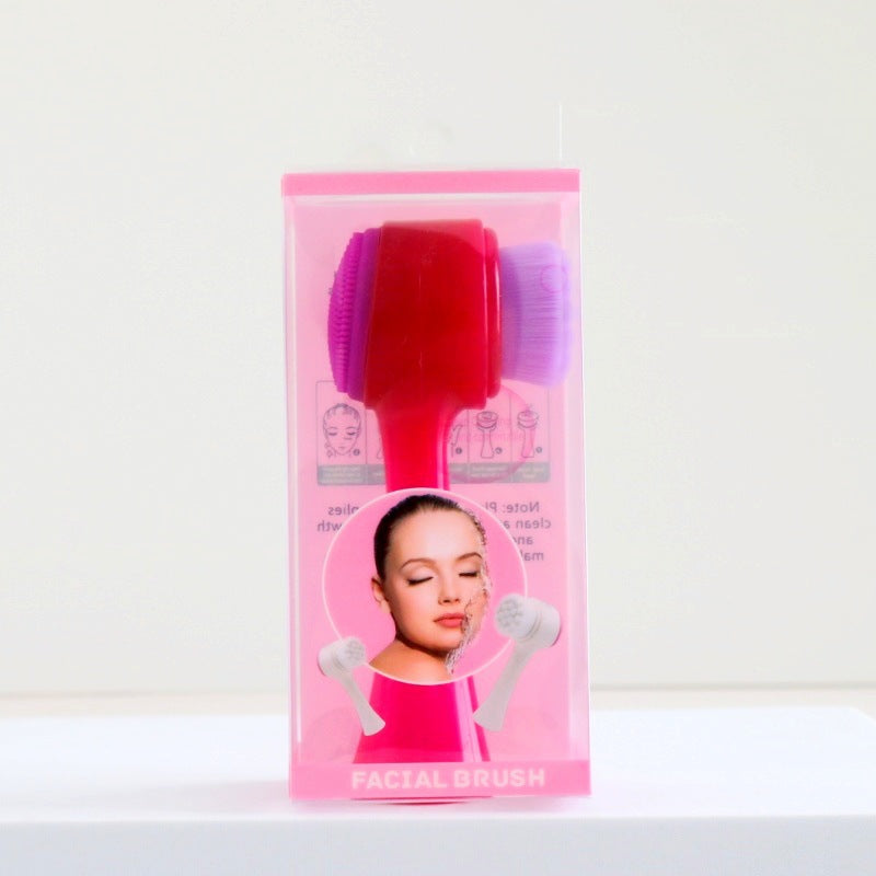 3D Silicone Double-sided Cleansing Brush Silicone Face Washing Brush Soft Hair Cleansing Brush Cleaning Pore Face Washing Instrument Massage Artifact