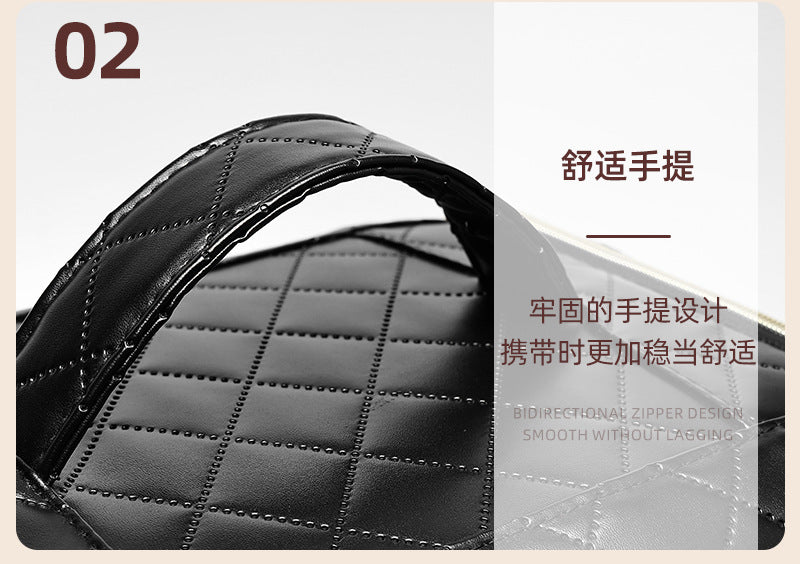 New Storage Bag Plaid Large Capacity High-Level Makeup Brush Set Makeup Makeup Artist Portable Cosmetic Bag