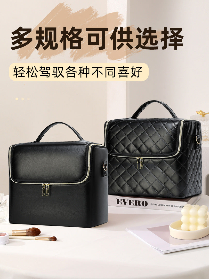 New Storage Bag Plaid Large Capacity High-Level Makeup Brush Set Makeup Makeup Artist Portable Cosmetic Bag