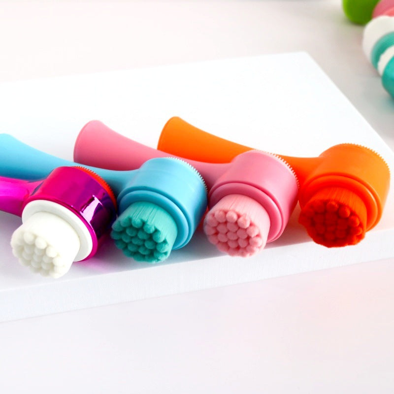 3D Silicone Double-sided Cleansing Brush Silicone Face Washing Brush Soft Hair Cleansing Brush Cleaning Pore Face Washing Instrument Massage Artifact