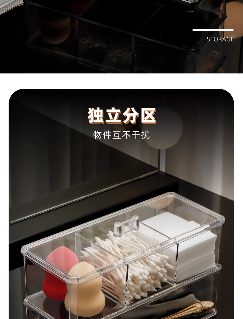 Makeup Cotton Storage Box Beauty Egg Cotton Swab Powder Puff Makeup Remover Cotton Desktop Storage with Lid Bar Storage Transparent Organization