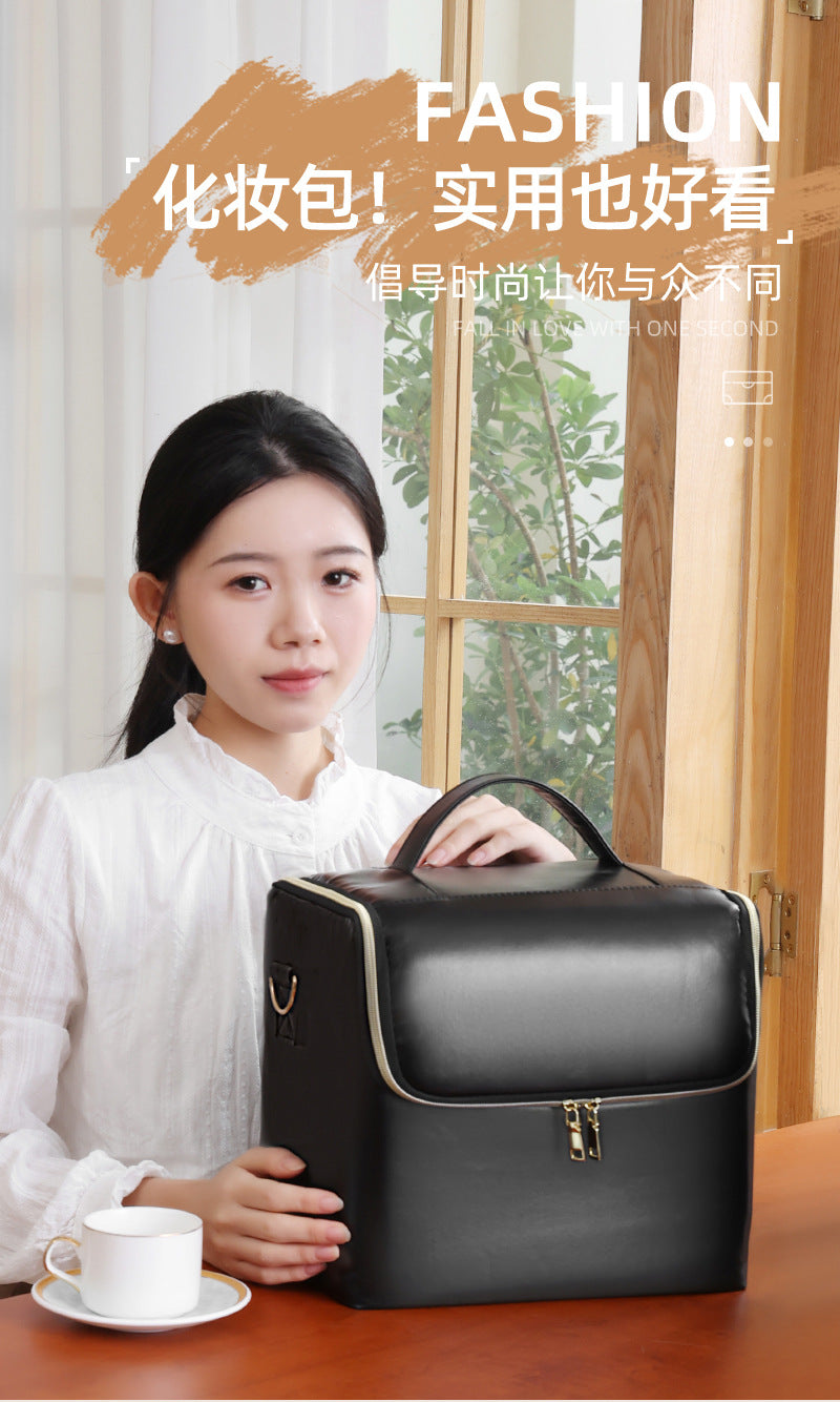 New Storage Bag Plaid Large Capacity High-Level Makeup Brush Set Makeup Makeup Artist Portable Cosmetic Bag