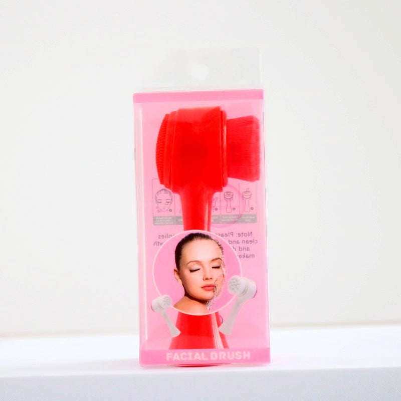 3D Silicone Double-sided Cleansing Brush Silicone Face Washing Brush Soft Hair Cleansing Brush Cleaning Pore Face Washing Instrument Massage Artifact