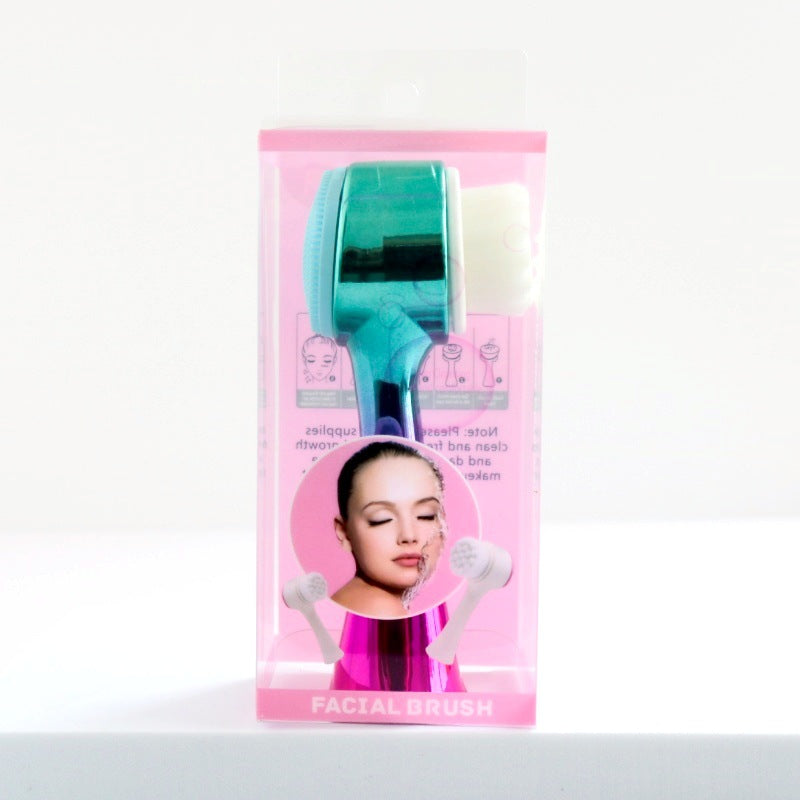 3D Silicone Double-sided Cleansing Brush Silicone Face Washing Brush Soft Hair Cleansing Brush Cleaning Pore Face Washing Instrument Massage Artifact