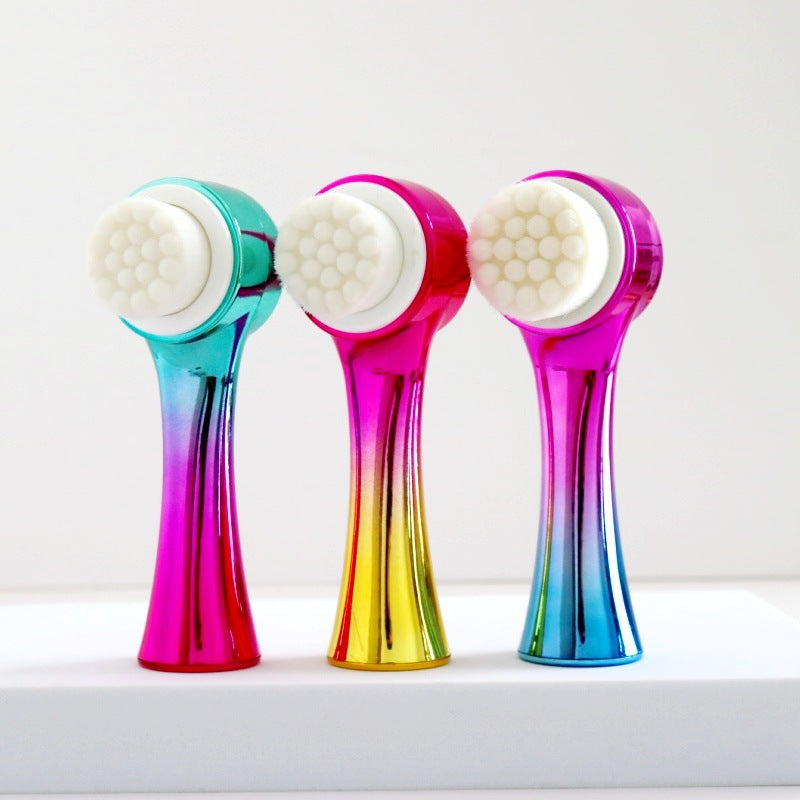 3D Silicone Double-sided Cleansing Brush Silicone Face Washing Brush Soft Hair Cleansing Brush Cleaning Pore Face Washing Instrument Massage Artifact