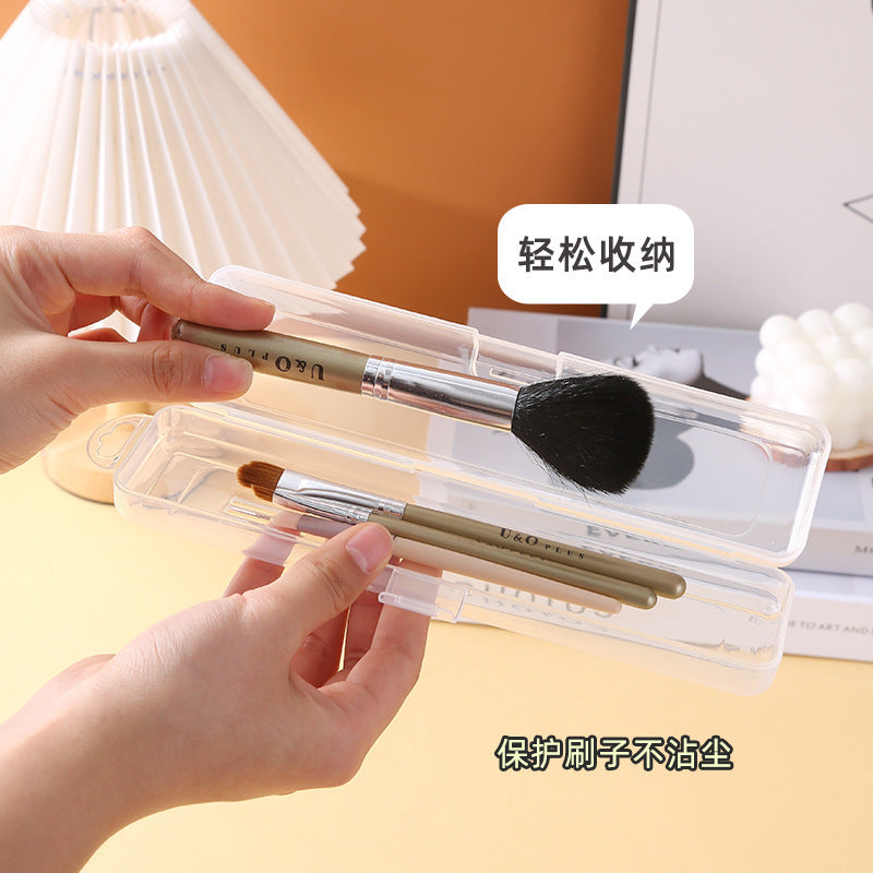 Makeup Brush Storage Box, Portable Dust-Proof Pencil Case with Lid, Eye Shadow Brush, Eyebrow Pencil Organizer Box, Travel Toothbrush Box