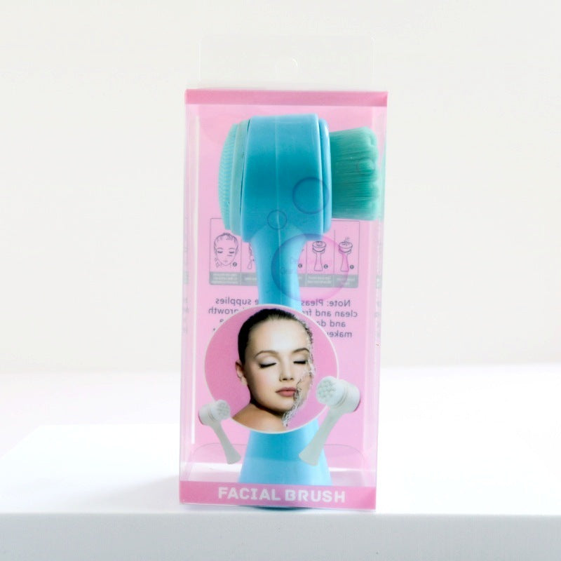 3D Silicone Double-sided Cleansing Brush Silicone Face Washing Brush Soft Hair Cleansing Brush Cleaning Pore Face Washing Instrument Massage Artifact