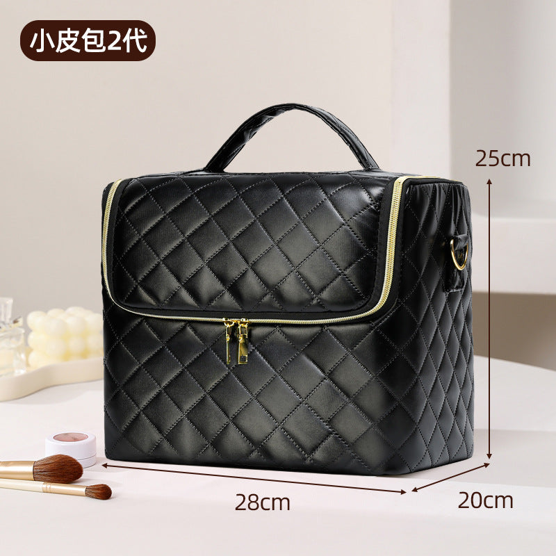 New Storage Bag Plaid Large Capacity High-Level Makeup Brush Set Makeup Makeup Artist Portable Cosmetic Bag