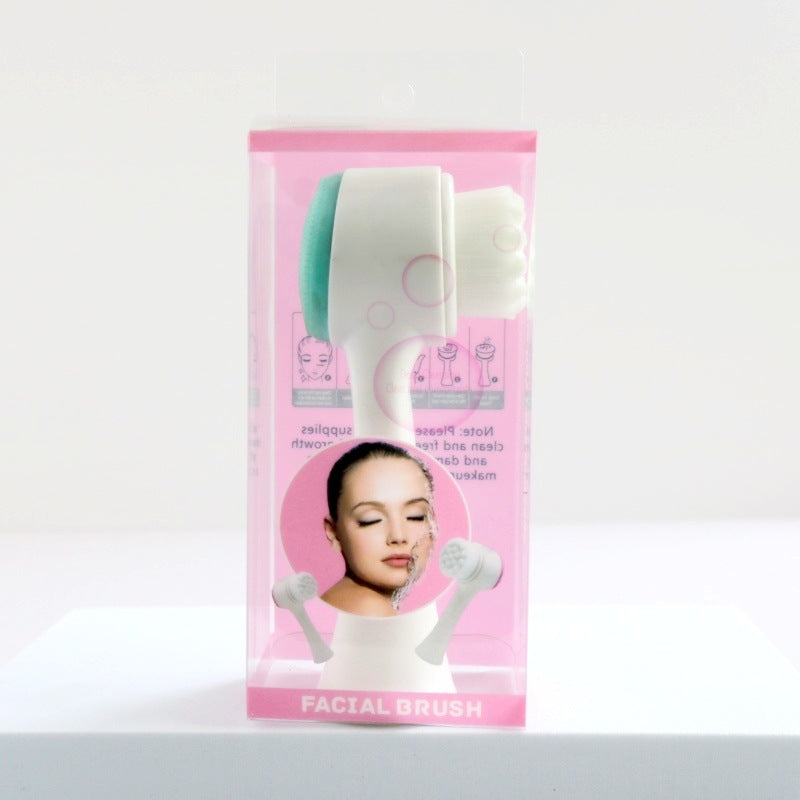 3D Silicone Double-sided Cleansing Brush Silicone Face Washing Brush Soft Hair Cleansing Brush Cleaning Pore Face Washing Instrument Massage Artifact