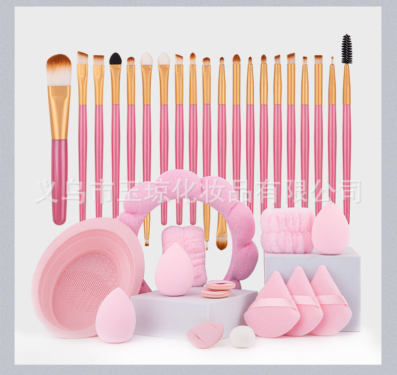 Cross-border explosions makeup brush suit 33-piece set beauty egg powder puff super soft eye shadow brush foundation brush beauty wholesale