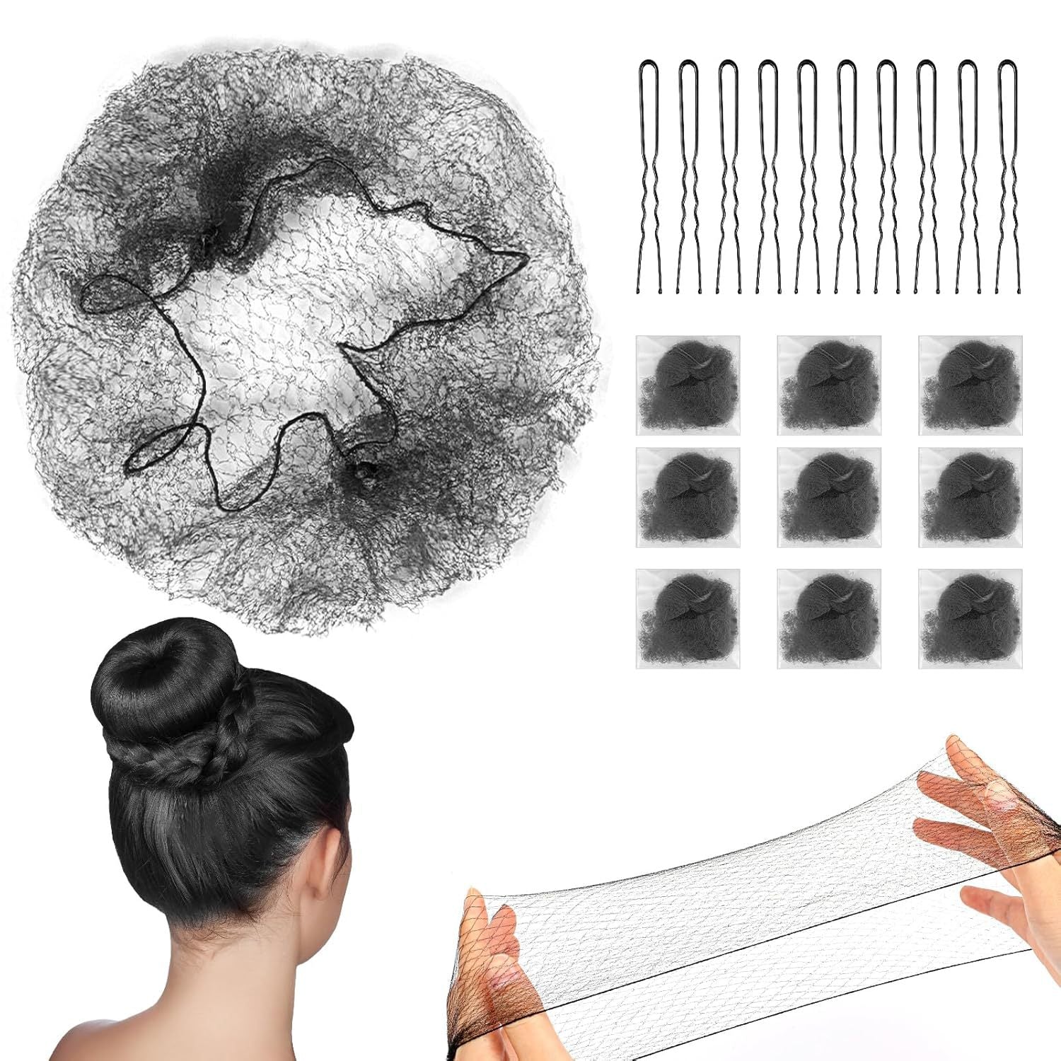 Hair Maker Dance Net Bag Ball Head Pan Head Stewardess Head Flower Hair Invisible Hair Net Wig Disposable Wig