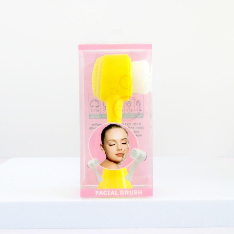 3D Silicone Double-sided Cleansing Brush Silicone Face Washing Brush Soft Hair Cleansing Brush Cleaning Pore Face Washing Instrument Massage Artifact
