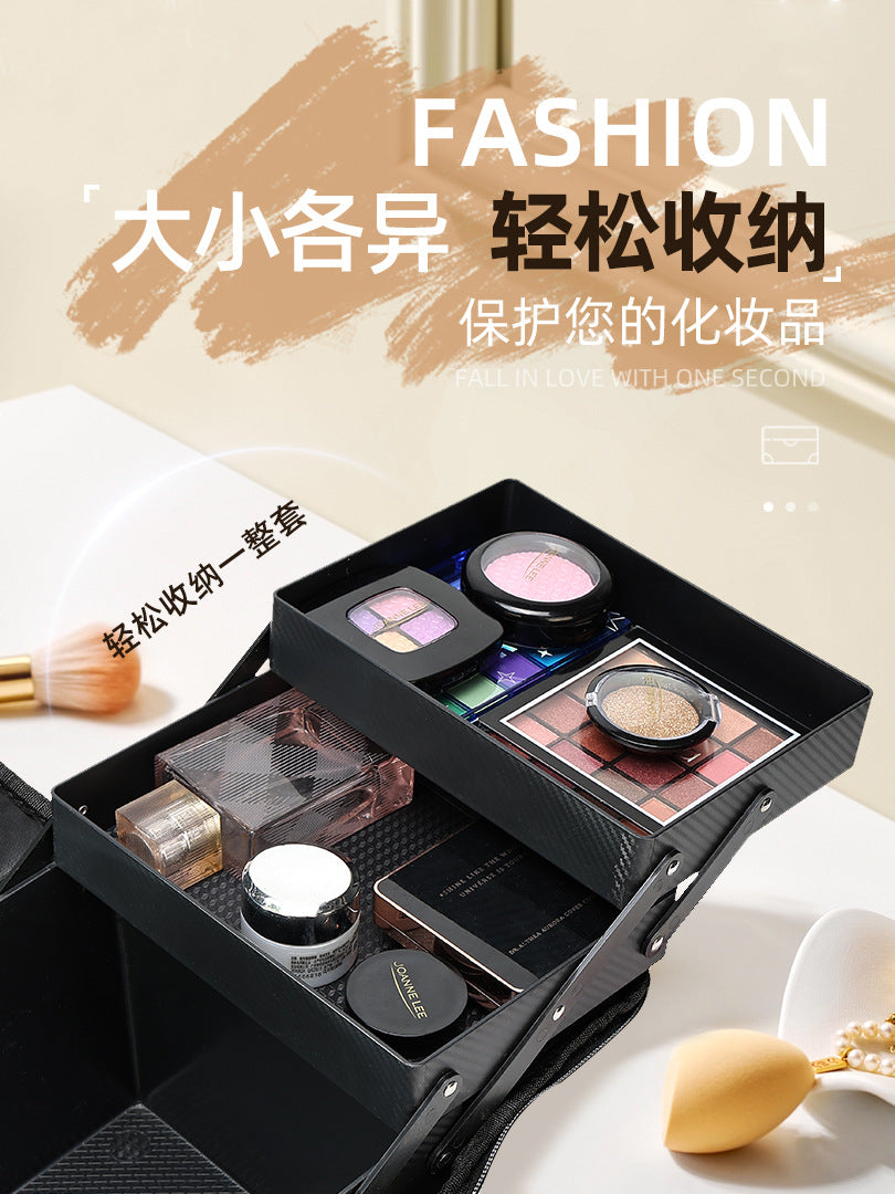 New Storage Bag Plaid Large Capacity High-Level Makeup Brush Set Makeup Makeup Artist Portable Cosmetic Bag