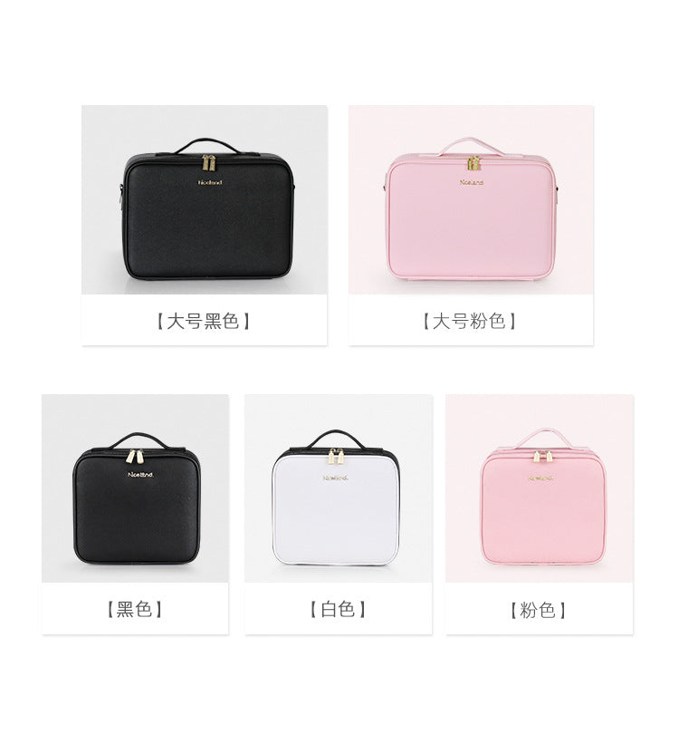 Cosmetic Bag with mirror with light large capacity makeup cosmetic storage bag portable travel removable partition bag
