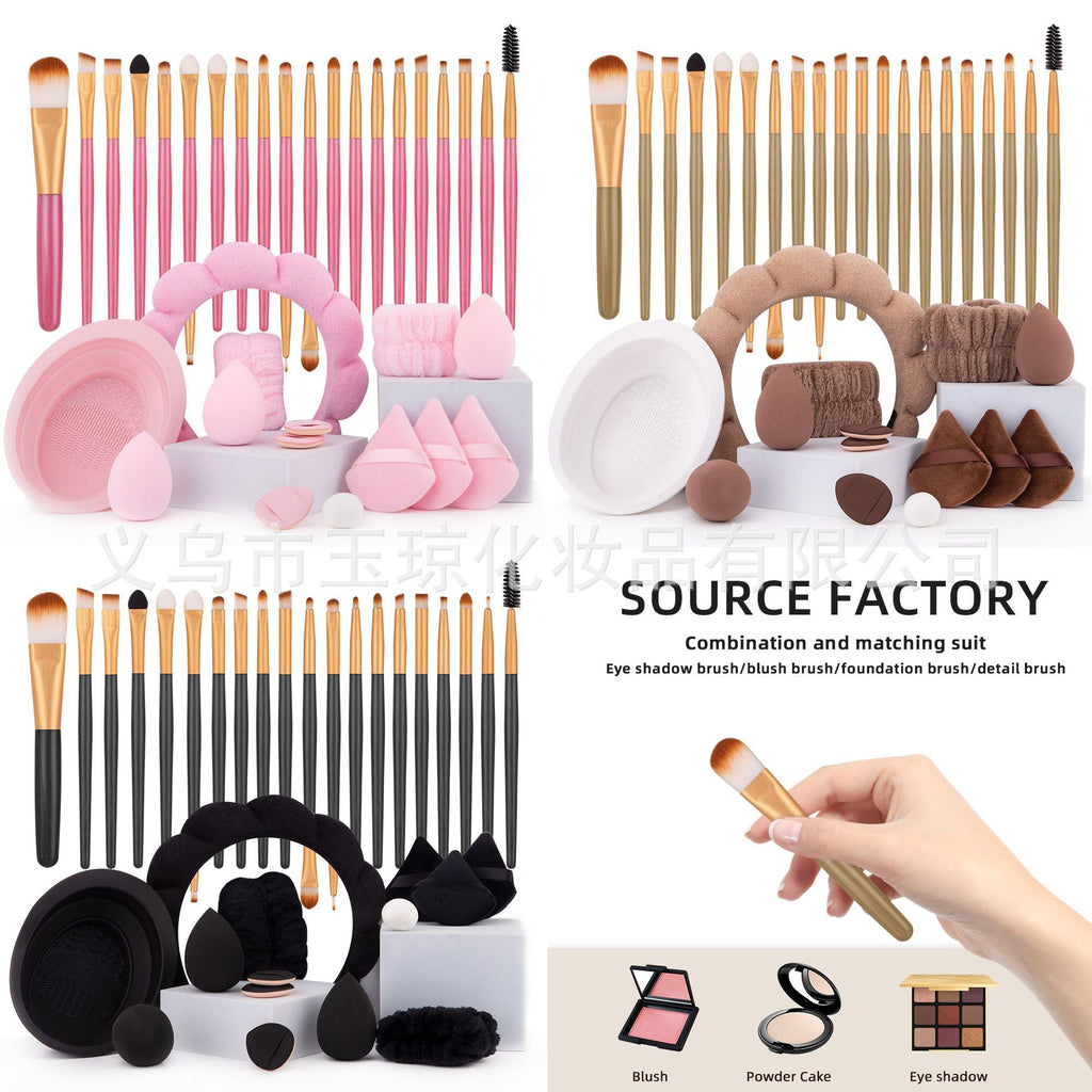 Cross-border explosions makeup brush suit 33-piece set beauty egg powder puff super soft eye shadow brush foundation brush beauty wholesale