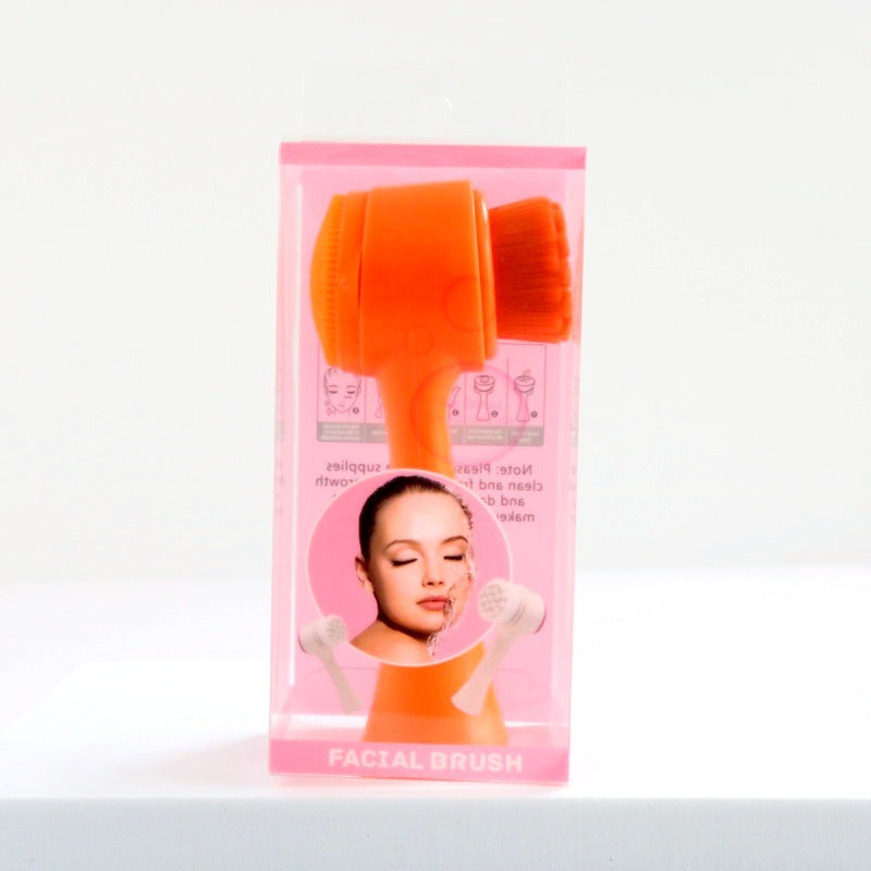 3D Silicone Double-sided Cleansing Brush Silicone Face Washing Brush Soft Hair Cleansing Brush Cleaning Pore Face Washing Instrument Massage Artifact
