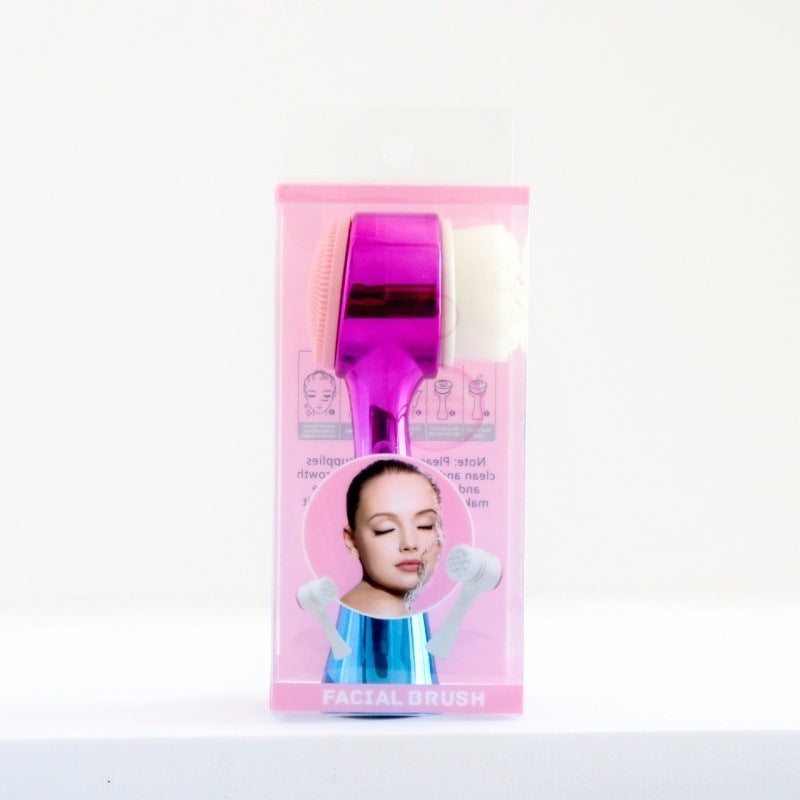 3D Silicone Double-sided Cleansing Brush Silicone Face Washing Brush Soft Hair Cleansing Brush Cleaning Pore Face Washing Instrument Massage Artifact