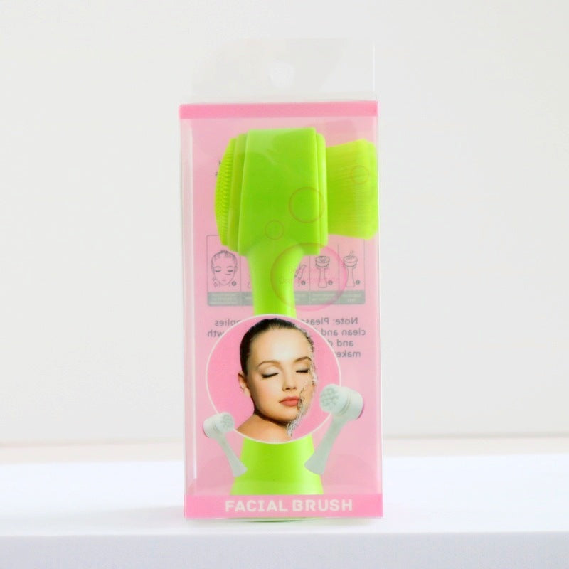 3D Silicone Double-sided Cleansing Brush Silicone Face Washing Brush Soft Hair Cleansing Brush Cleaning Pore Face Washing Instrument Massage Artifact