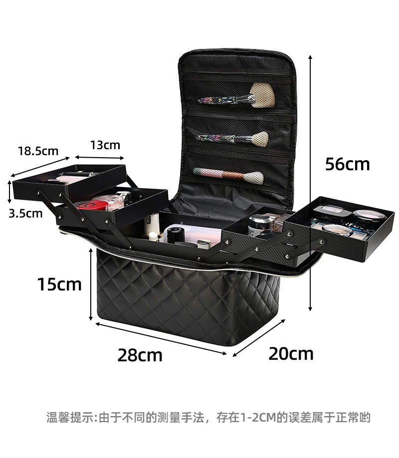 New Storage Bag Plaid Large Capacity High-Level Makeup Brush Set Makeup Makeup Artist Portable Cosmetic Bag