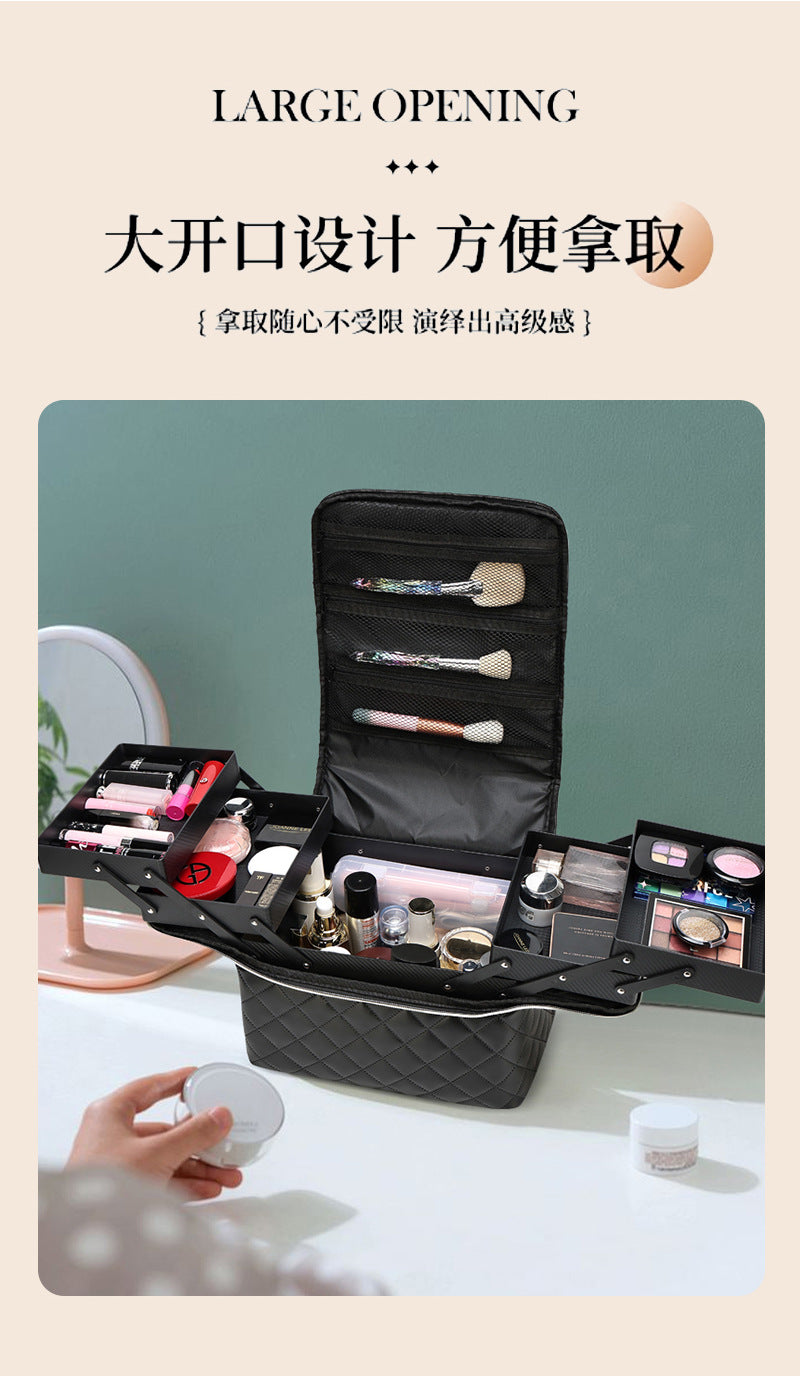 New Storage Bag Plaid Large Capacity High-Level Makeup Brush Set Makeup Makeup Artist Portable Cosmetic Bag