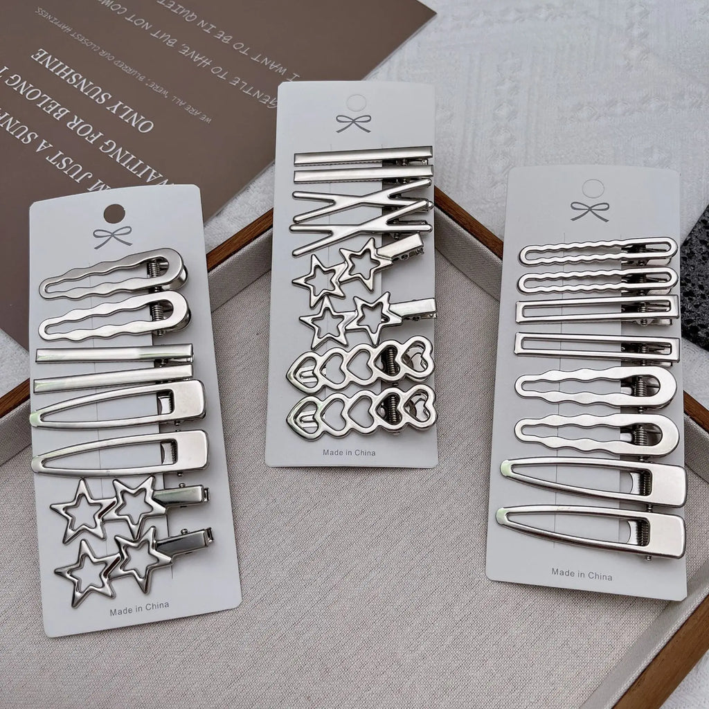 Sliver Metal Hair Clips Women Girls Y2K Duckbill Hairpin Personality Bangs Side Headwear Barrettes Hairclip Styling Accessories