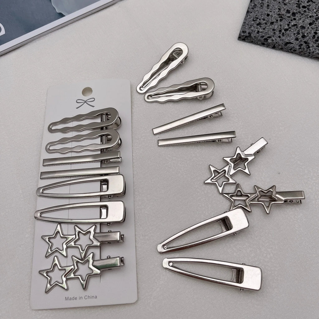 Sliver Metal Hair Clips Women Girls Y2K Duckbill Hairpin Personality Bangs Side Headwear Barrettes Hairclip Styling Accessories