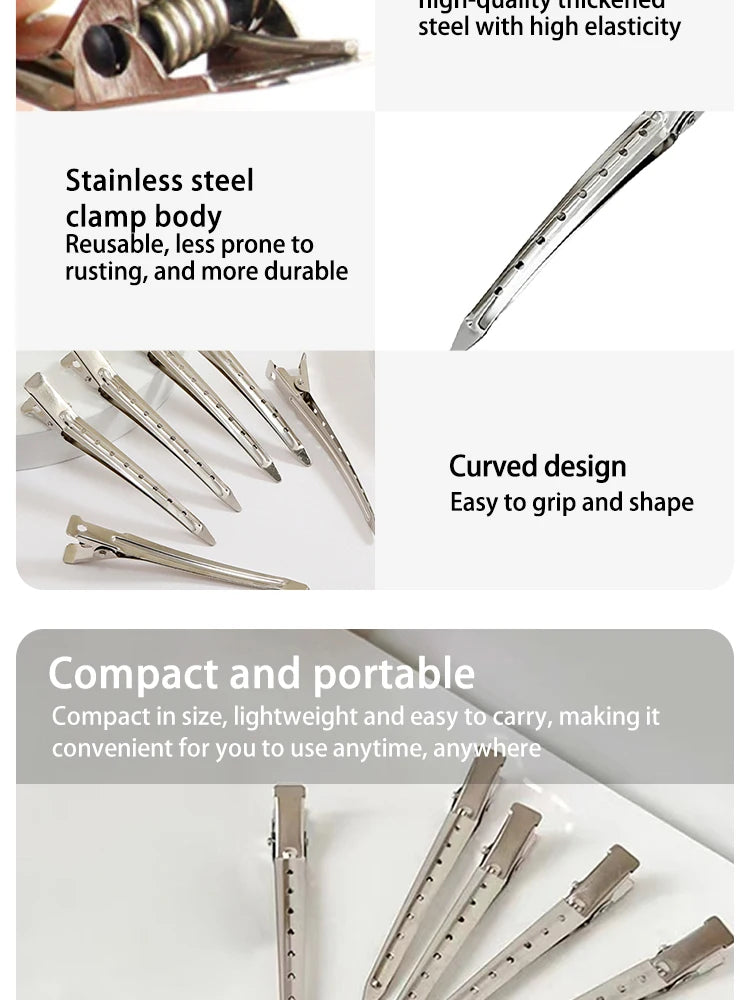 Hair Salon Hair Clips Metal Duckbill Crocodile Curling Hair Styling Clips Barber Shop Hair Positioning Clips Women Hair Clips